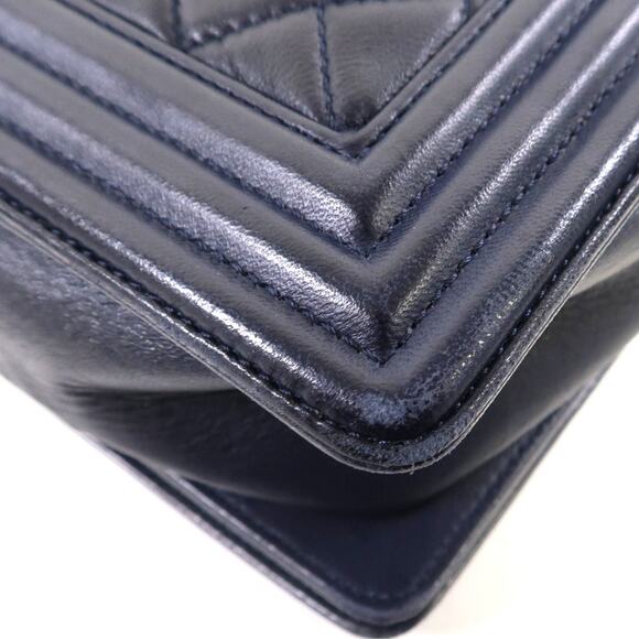 💎✨BEAUTIFUL✨💎Authentic CHANEL CC Boy Chain Shoulder Bag Dark Blue - Picture 14 of 16